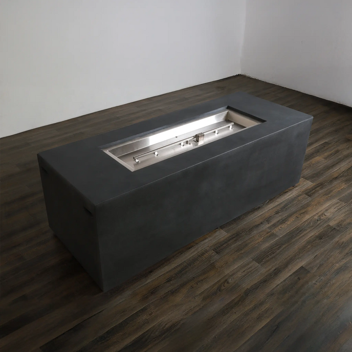 72" x 28" Rectangle Beton Concrete (GFRC) Gas Fire Pit with Hidden Propane Tank - Graphite by Starfire Designs