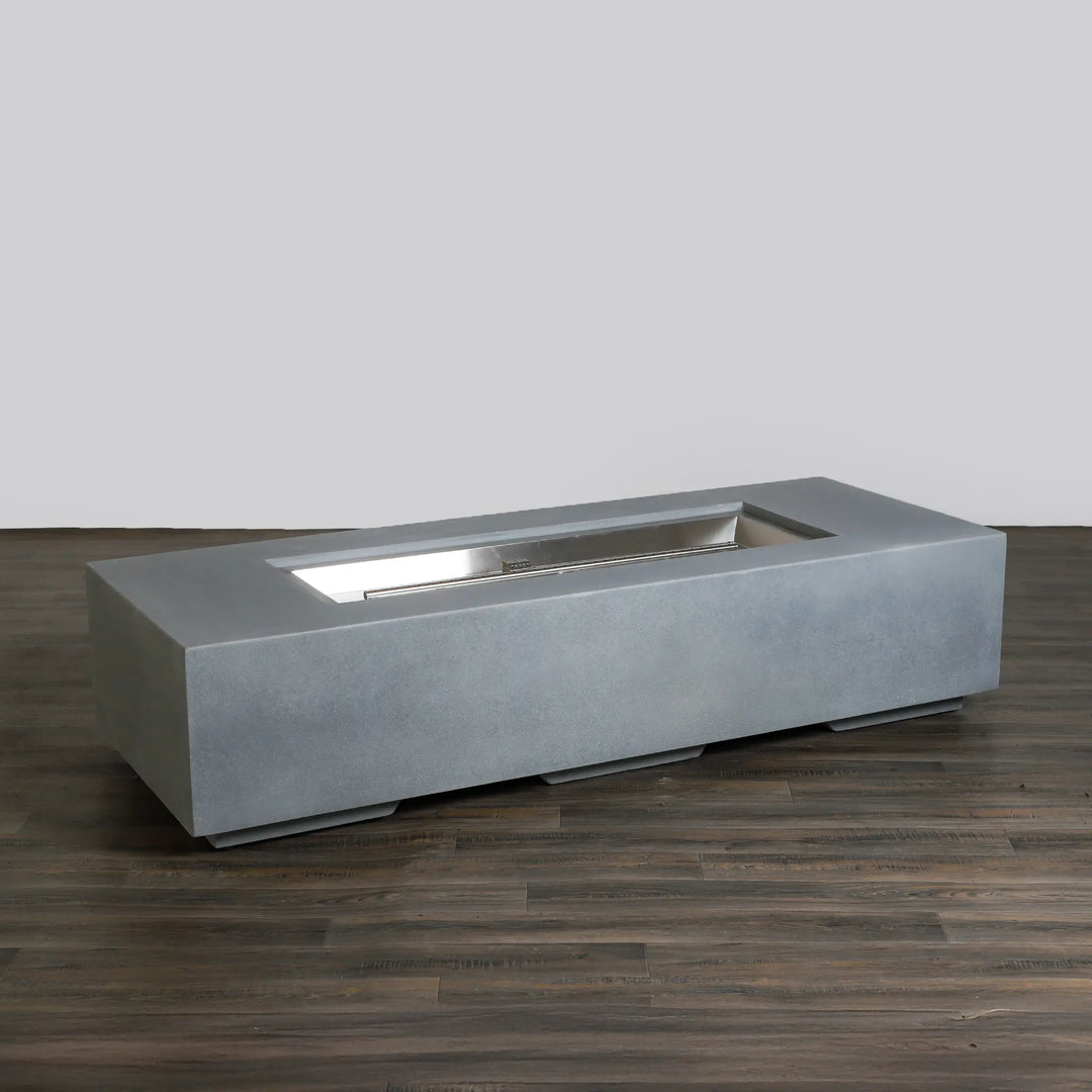 72" x 28" Rectangle Beton Concrete (GFRC) Gas Fire Pit - Natural Gray by Starfire Designs