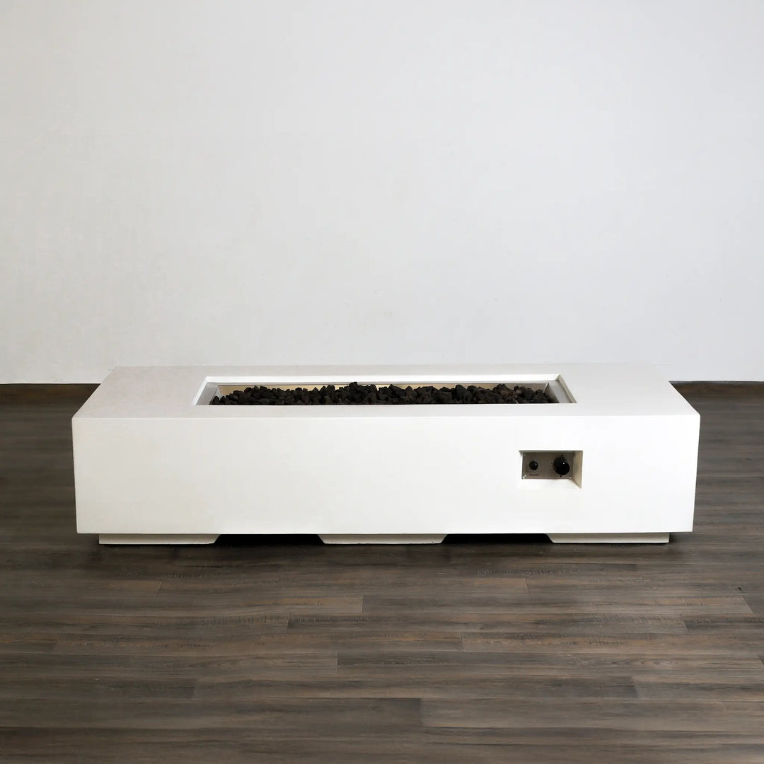 72" x 28" Rectangle Beton Concrete (GFRC) Gas Fire Pit - White by Starfire Designs