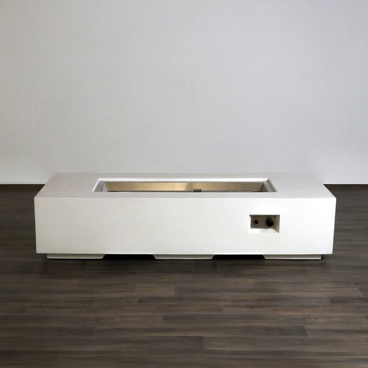 72" x 28" Rectangle Beton Concrete (GFRC) Gas Fire Pit - White by Starfire Designs