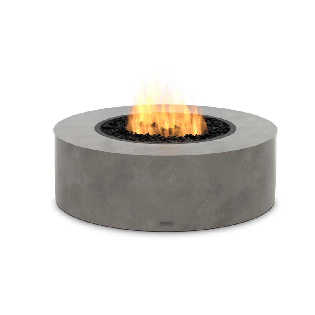 The EcoSmart Fire Ark 40 Propane Gas Fire Pit in a natural concrete finish offers an elegant round shape with a high-performance propane burner, making it ideal for luxury outdoor living spaces with contemporary design.