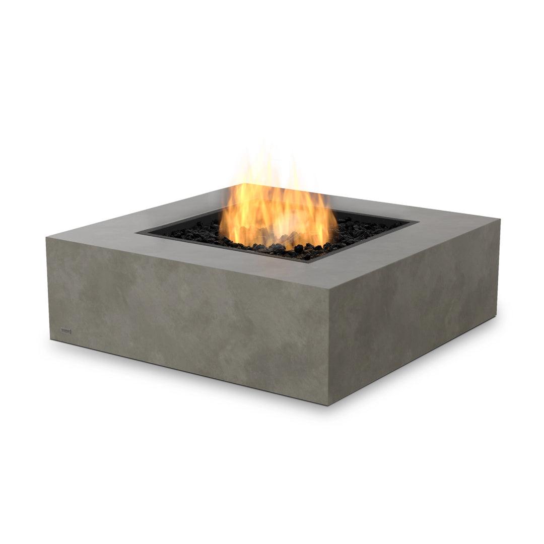  The EcoSmart Fire Base 40 Natural propane fire pit in a durable concrete finish offers a modern, square design for luxury outdoor seating areas. Designed for clean burning, this fire pit table provides warmth and ambiance without the need for wood or excessive maintenance.