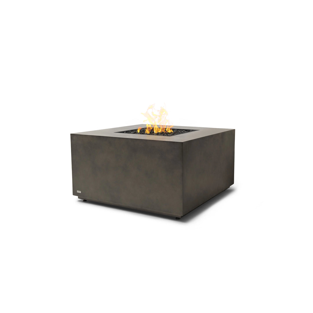  The EcoSmart Fire Chaser 38 Natural propane gas fire pit, featuring a smooth concrete finish in a natural color. With a modern square design and efficient propane burner, this fire pit adds both warmth and style to contemporary outdoor spaces.