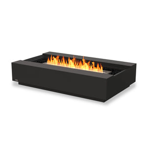 The EcoSmart Fire Cosmo 50 Graphite black burner edition features a sleek, rectangular gas fire pit with a graphite concrete body and vibrant flames. Designed for natural gas or propane, this modern fire pit for backyard spaces creates a stunning outdoor ambiance with fire glass media and a durable, weather-resistant finish.