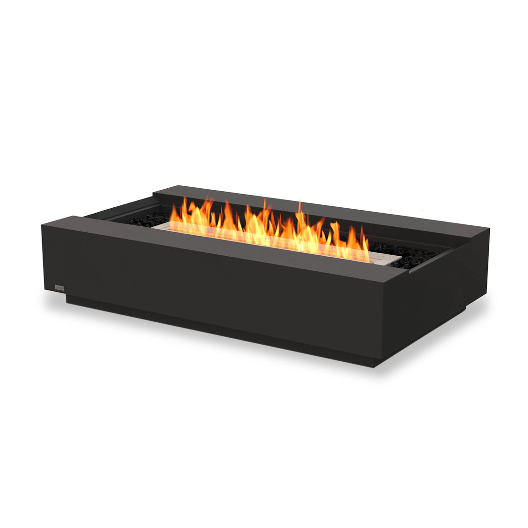 The EcoSmart Fire Cosmo 50 Graphite with a stainless steel burner offers a sophisticated, weather-resistant gas fire pit experience. Its graphite concrete frame, paired with a long, linear stainless steel burner, ensures clean-burning flames. Ideal for luxury outdoor spaces, modern patios, and backyard fire features.