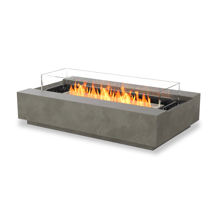 The EcoSmart Fire Cosmo 50 Natural outdoor fire pit is crafted from high-quality natural concrete and features a stainless steel burner with a glass wind guard for flame stability. Ideal for luxury patios and backyards, this sleek rectangular fire pit offers an effortless blend of durability and modern design, making it an excellent centerpiece for contemporary outdoor spaces.