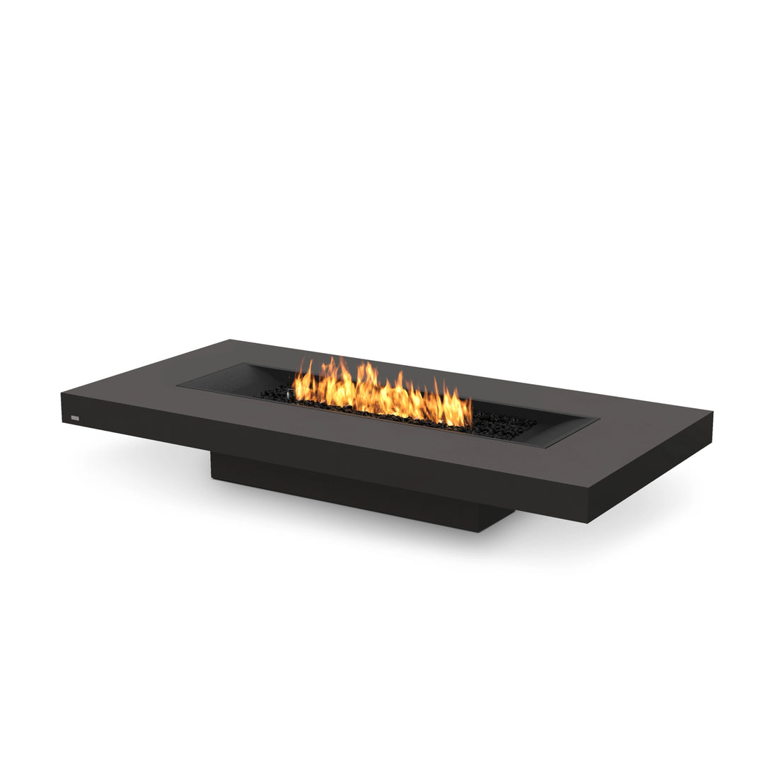 The EcoSmart Fire Gin 90 Low Graphite Fire Pit is a versatile propane fire table, designed with a contemporary, rectangular profile for outdoor luxury. Its sleek graphite finish and stunning flames create an inviting ambiance, making it ideal for modern patio designs. This premium fire feature serves as both a functional heating element and a stylish centerpiece.