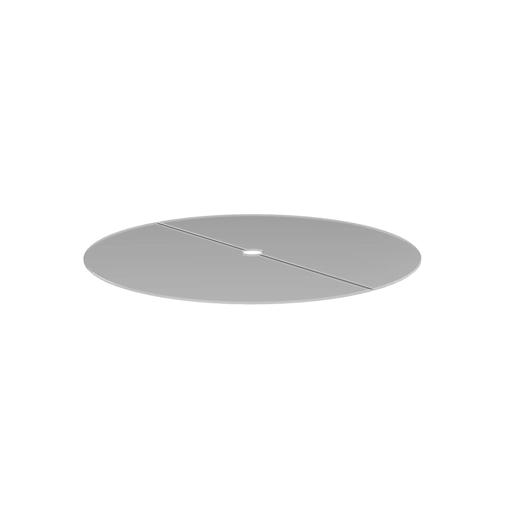 A top-down view of the EcoSmart Fire R20 Glass Cover Plate, showcasing its sturdy tempered glass build, designed to keep fire pit burners protected. Perfect for high-end gas fire pits, this cover plate prevents weather damage, debris, and dust accumulation.