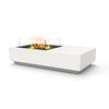 EcoSmart Fire Manhattan 50 Bone contemporary propane fire table with wind guard. Designed for luxury outdoor entertaining, this rectangular fire pit features clean lines, a sturdy build, and tempered glass protection for stable flames. Ideal for patios, decks, and open-air lounges.