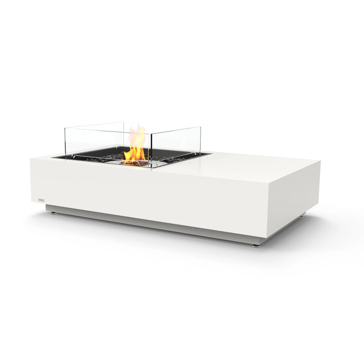 EcoSmart Fire Manhattan 50 Bone fire pit with stainless steel burner and wind guard. A high-end, modern fire feature designed with clean aesthetics, premium materials, and a strong heat output for comfortable outdoor gatherings in any season.