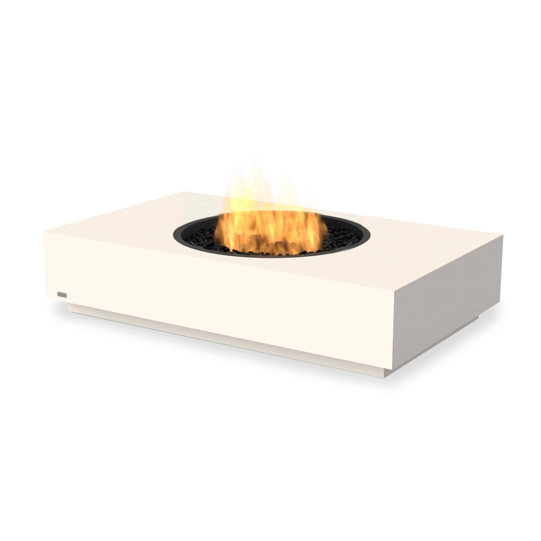 EcoSmart Fire Martini 50 Bone rectangular fire table with a propane burner, designed for outdoor luxury. Featuring a modern concrete construction in a neutral bone finish, this fire pit provides a stylish heating solution for patios, garden lounges, and commercial spaces, offering a clean and eco-friendly flame experience.