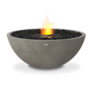 The EcoSmart Fire Mix 850 Natural Fire Pit features a warm, earthy-toned concrete bowl with a black burner, delivering a bold and refined fire display. This natural gas fire pit alternative provides a smokeless flame, perfect for luxury backyard designs and commercial outdoor spaces.