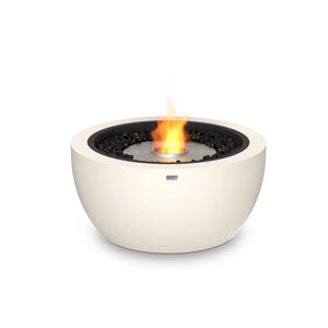 The EcoSmart Fire Pod 30 in a bone finish with a stainless steel burner brings a modern touch to any outdoor space. Constructed from robust concrete, this ethanol fire pit provides a smokeless flame experience with durable stainless steel elements. Its elegant round shape and clean-burning technology make it a perfect centerpiece for patios, backyards, and high-end outdoor living areas.