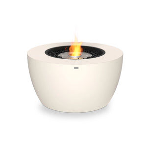 The EcoSmart Fire Pod 40 in bone features a stainless steel ethanol burner, offering a sleek, modern fire pit for outdoor spaces. This round gas fire pit is eco-friendly, stylish, and perfect for backyard gatherings or patio decor.