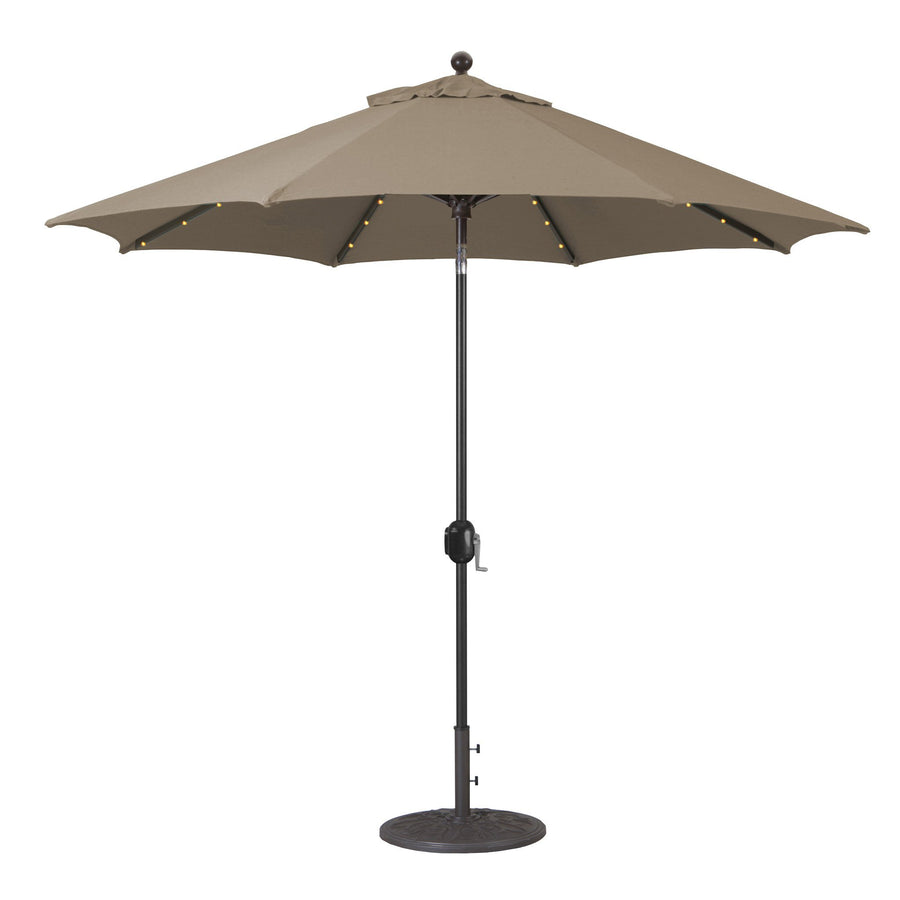 Galtech 936 9' Auto-Tilt Umbrella With LED Lights - Black