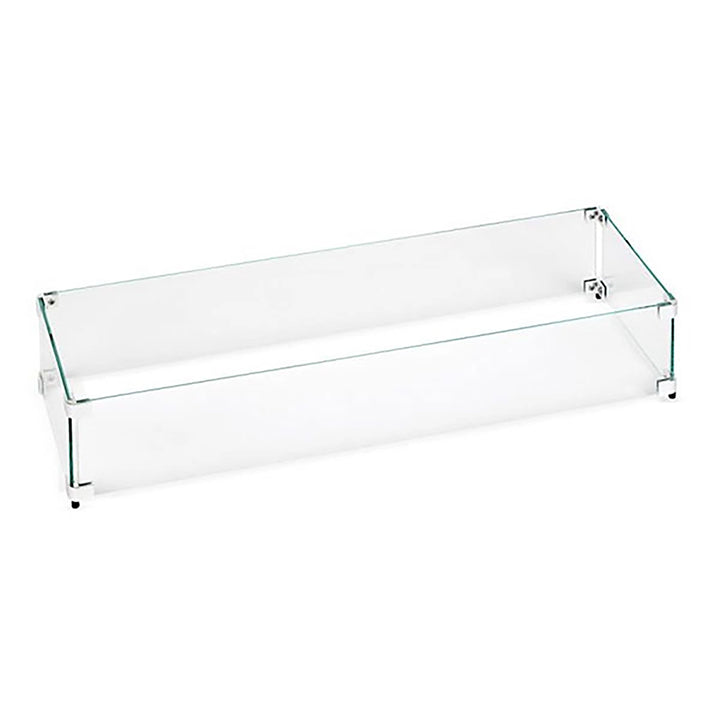  This 35.5" x 11.5" Linear Glass Flame Guard by American Fireglass provides a sleek, transparent shield designed to protect flames from wind. Made with durable tempered glass, the guard enhances safety and visibility around fire features. Perfect for outdoor fire pits and fire tables, this glass wind guard is designed to reduce wind interference while offering an elegant touch to any outdoor setting.