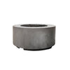 The Prism Hardscapes Cilindro Gas Fire Pit in a sophisticated pewter finish, featuring a sleek and contemporary cylindrical shape. This low-profile fire pit is perfect for creating a stylish yet functional centerpiece for outdoor seating areas, patios, or commercial fire pit installations.