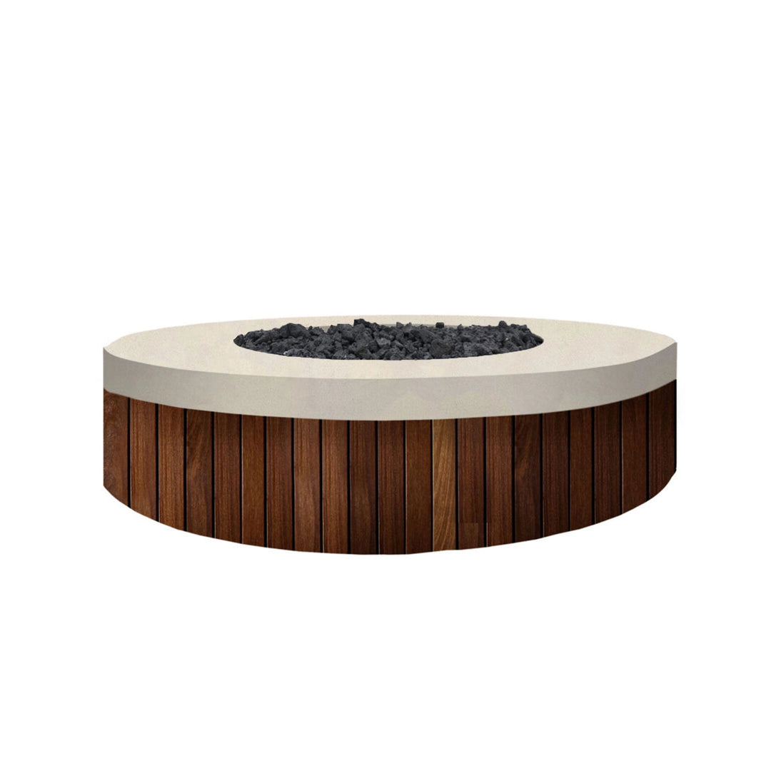 The Prism Hardscapes Hampton Fire Bowl in Coastal color features a smooth round concrete design complemented by elegant wood slats, offering both visual appeal and functional warmth. Perfect as an outdoor fire pit centerpiece, this fire bowl brings a modern touch to backyard or patio settings. Its durable construction ensures longevity, making it a great option for both personal and commercial outdoor spaces.