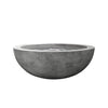 Prism Hardscapes Moderno 4 Gas Fire Bowl in Pewter finish, side view. A round, modern fire pit with a soft gray concrete finish, offering a sophisticated outdoor heating solution. Designed for large outdoor spaces, patios, and backyard fire pits, this fire bowl is both functional and elegant, making it perfect for modern outdoor fire pit designs.