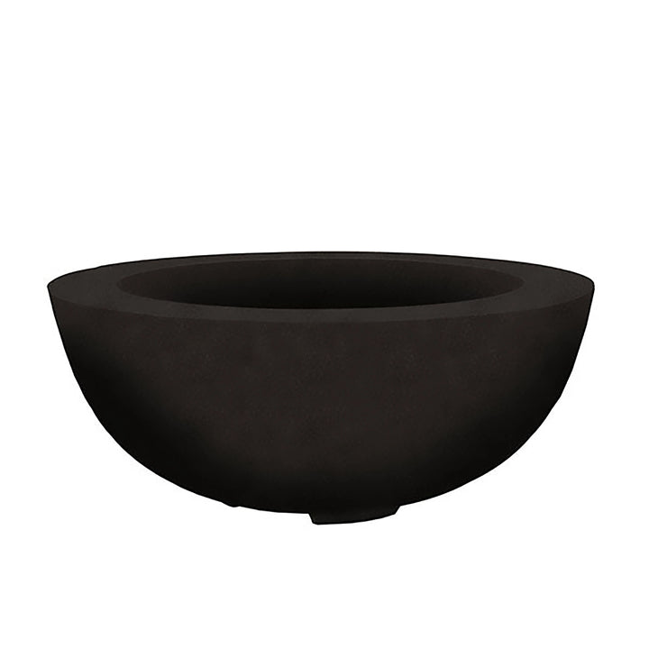 The Prism Hardscapes Moderno 8 Gas Fire Pit in Ebony showcases a sleek, matte black finish on a round concrete fire bowl. This modern outdoor fire pit is both stylish and functional, designed for large backyard spaces or patios. The natural gas fire bowl is perfect for creating a luxurious, contemporary fire pit area, enhancing the ambiance with its clean and bold design.