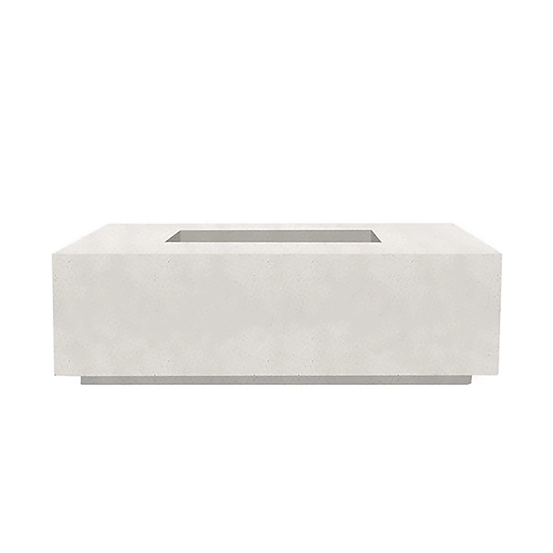 The Prism Hardscapes Portos 68 Propane Fire Table in ultra-white finish, featuring a sleek and modern rectangular design. This contemporary fire table is perfect for creating an elegant outdoor gathering space, combining style with functionality. The large 68-inch surface provides ample room for warmth and ambiance, making it a great choice for outdoor entertaining. The ultra-white finish adds a clean, minimalist touch to any modern patio or backyard. 