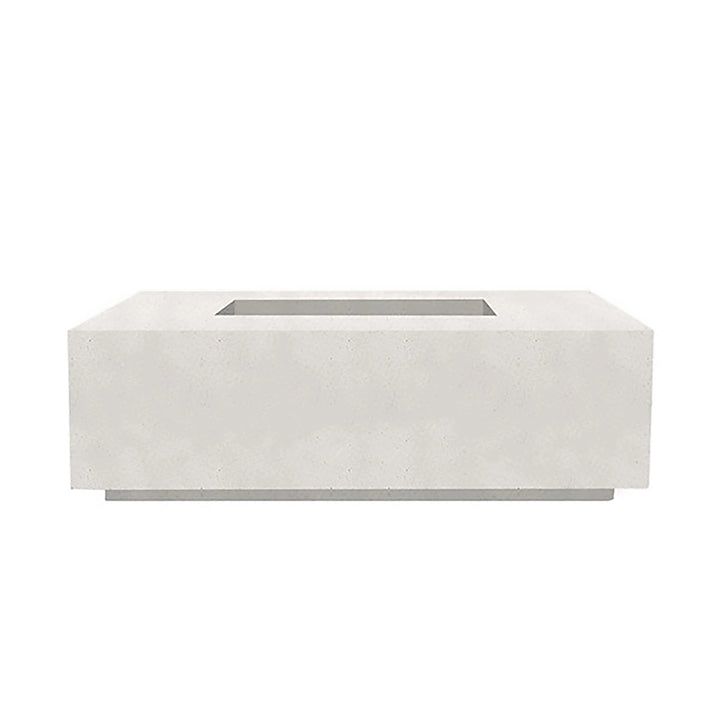 The Prism Hardscapes Portos 68 Propane Fire Table in ultra-white finish, featuring a sleek and modern rectangular design. This contemporary fire table is perfect for creating an elegant outdoor gathering space, combining style with functionality. The large 68-inch surface provides ample room for warmth and ambiance, making it a great choice for outdoor entertaining. The ultra-white finish adds a clean, minimalist touch to any modern patio or backyard. 