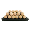 Elegant beige 30-inch Rasmussen Alterna Vent-Free FireBalls arranged in a pyramid formation, perfect for enhancing the aesthetic of outdoor gas fire pits. These vent-free fireballs offer a modern and efficient heating solution for patio fire tables or backyard fire pits.