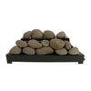 Earthy brown Rasmussen Alterna Vent-Free FireStones in a 30-inch layout, tailored for use in ventless fireplaces. This stone set adds a warm, rustic charm, creating a realistic fire ambiance with a natural aesthetic