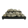 30-inch natural-colored Rasmussen Alterna Vent-Free FireStones, meticulously arranged to enhance ventless gas fireplaces with a genuine stone appearance. Perfect for creating a realistic, nature-inspired fireplace experience indoors.