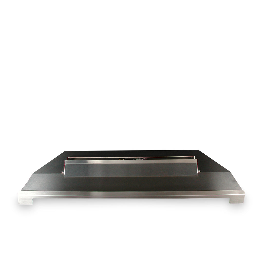  30-inch Rasmussen Indoor Alterna Vent-Free FireGlitter Burner, sleek design in metallic finish, without flame. Optimized for indoor use without ventilation, it brings a contemporary, ventless heating solution to home interiors.