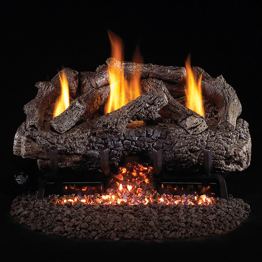 24" Charred Frontier Oak & Vent-Free G10 Burner for Natural Gas BUNDLE by Real Fyre - Previous Season - Clearance