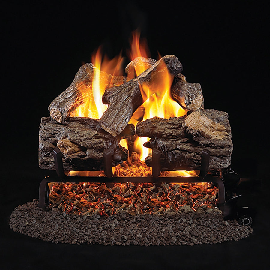 18/20" Burnt Rustic Oak Gas Logs & Vented G45 Fireplace Burner in Propane w/Assembled ANSI Certified Safety Pilot by Real Fyre - Previous Season - Clearance