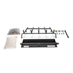 Real Fyre G45 vented fireplace burner kit for natural gas with a classic match-lit system. Includes a heavy-duty burner pan, grate, ember bed, and all essential hardware for a seamless upgrade to your indoor vented fireplace setup.