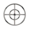 American Fireglass 12-inch round stainless steel fire ring burner, designed with two concentric rings and premium stainless steel construction for a brilliant, evenly distributed flame. This 12-inch burner is perfect for medium-sized fire pits and features precision gas ports that enhance flame quality. Compatible with both natural gas and propane, it offers durability and exceptional heat output.