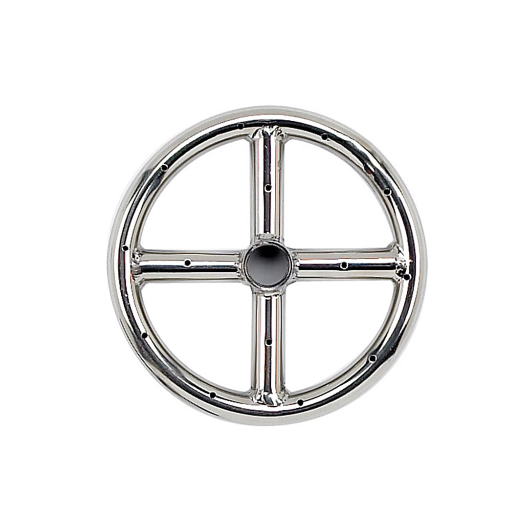 American Fireglass 6-inch round stainless steel fire ring burner, featuring a durable high-quality construction with precision-drilled burner ports for even flame distribution. Ideal for small fire pits or fire features, this 6-inch gas burner is made of corrosion-resistant stainless steel, making it perfect for outdoor use. Suitable for natural gas or propane fire pits, this burner ensures optimal performance and longevity.