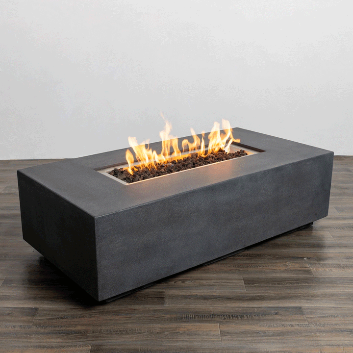 55" Rectangle Beton Concrete (GFRC) Natural Gas Fire Pit - Graphite by Starfire Designs