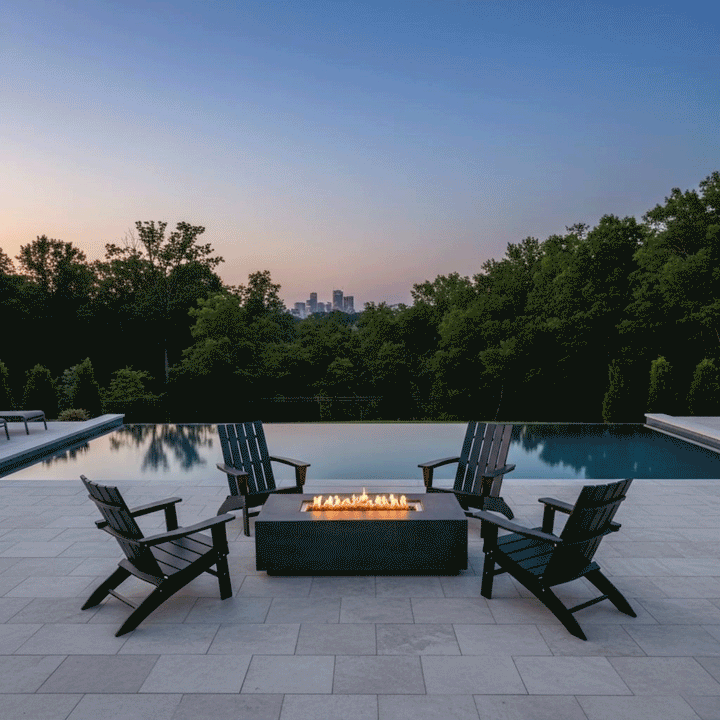 55" Rectangle Beton Concrete (GFRC) Natural Gas Fire Pit - Graphite by Starfire Designs