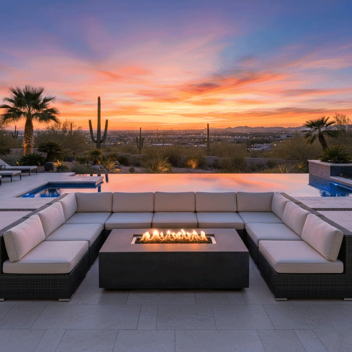 55" Rectangle Beton Concrete (GFRC) Natural Gas Fire Pit - Graphite by Starfire Designs