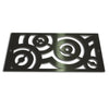 Close-up view of the Starfire Designs Decorative Fire Pit Venting Panel - Enoch, showcasing its intricate circular pattern design, perfect for modern outdoor fire pits. This stainless steel panel provides essential ventilation for natural gas fire pits while adding a touch of elegance to your backyard setup