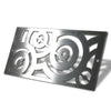 Full view of the Starfire Designs Decorative Fire Pit Venting Panel - Enoch, showcasing its unique circular design. This stainless steel panel is ideal for adding a modern touch to outdoor fire pits, ensuring both safety and style in your backyard or patio area