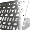 Detailed shot of the pattern on Starfire Designs Decorative Fire Pit Venting Panel - Trellis, capturing the interlaced design elements that provide not only an artistic touch but also necessary ventilation for outdoor fire features