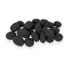 A detailed close-up of the Starfire Designs Fire Pebbles in black, highlighting the smooth texture and modern appeal of the set. Arranged in a neat formation, these fire pebbles provide a sleek, minimalist aesthetic, perfect for modern fire pits and outdoor decor.