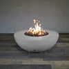 Full view of the Starfire Designs Rustic 45-inch Round Concrete Gravity Gas Fire Pit in Natural Gray, displaying its elegant design and functional appeal for any patio