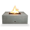 Starfire Designs Rustic Gravity 45-inch Square Concrete Gas Fire Pit in a silo view, highlighting the sleek and modern design with a vibrant flame, perfect for enhancing any outdoor space