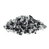 A pile of Starfire Glass 1/4" Broken Pre-Mixed Fire Glass in Black Diamond (10lbs), featuring a striking combination of deep black and crystal-clear fire glass. This high-quality fire pit glass enhances any outdoor fire feature, reflecting light beautifully to create a dazzling glow. Perfect for modern fire pits, gas fire bowls, and luxury fire tables.