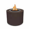 The Outdoor Plus 30-inch Beverly Steel Gas Fire Pit in copper vein powder-coated steel. With its rich copper-colored finish, this modern round fire pit is both stylish and durable, perfect for outdoor spaces such as patios or decks. Features a powder-coated surface for enhanced weather resistance.