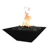 The Outdoor Plus 30-inch Square Concrete Maya Fire Bowl in Black finish. Bold and modern, this fire bowl complements contemporary outdoor settings, constructed from durable concrete with a deep black finish. Perfect for adding warmth and sophistication to patios or outdoor lounge areas, it features a wide square design and is filled with lava rock to accentuate the natural flame.