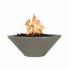 The Outdoor Plus 31-inch round concrete Cazo fire bowl in ash gray finish features a modern, minimalist design with a durable concrete construction and a round shape. Ideal for outdoor patios and gardens, this fire bowl adds a luxurious and functional centerpiece with a sleek ash gray color. Suitable for propane or natural gas, this fire bowl is perfect for backyard fire pit areas.