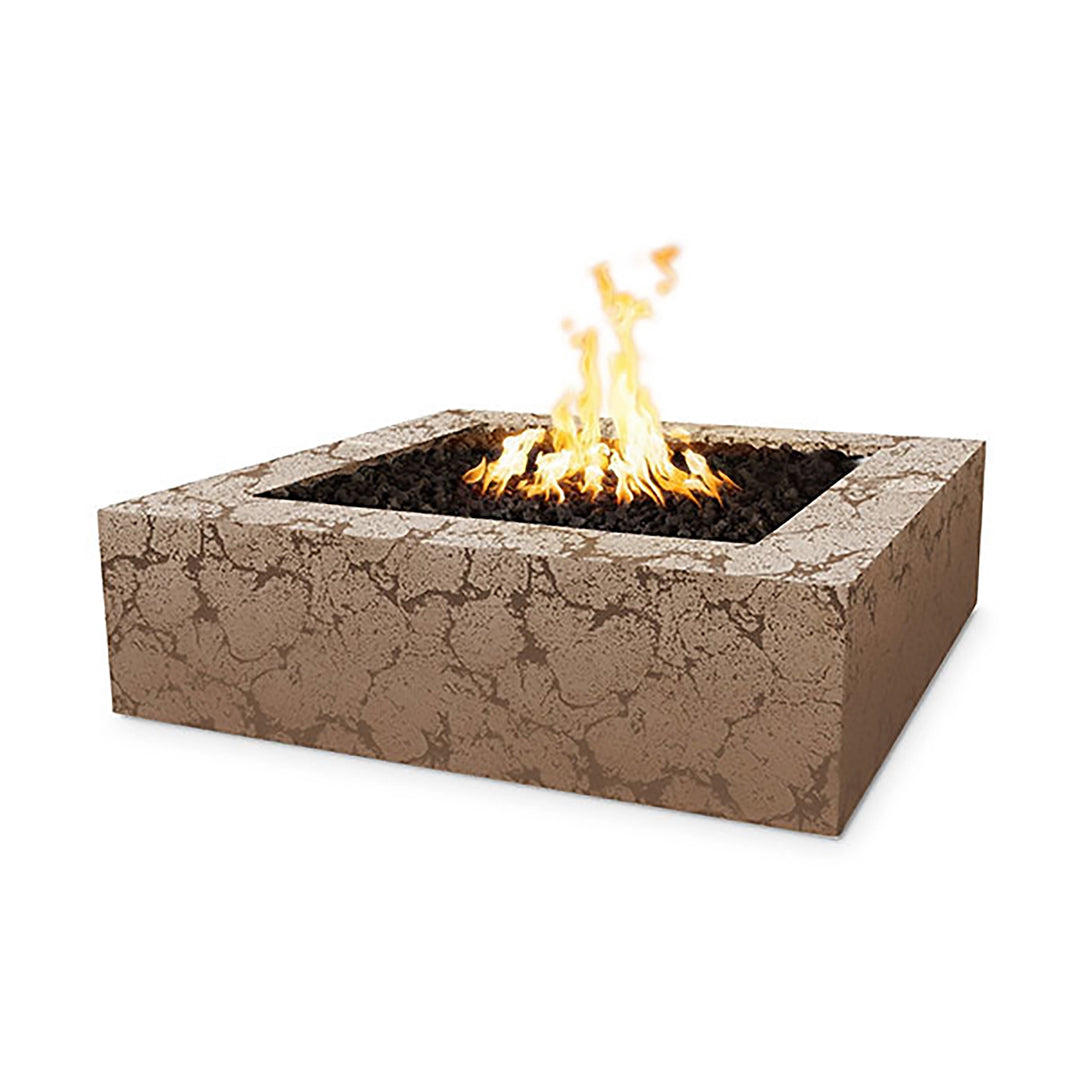 The Outdoor Plus 36-inch Quad Concrete Gas Fire Pit in Coffee, featuring a contemporary square structure and a rich coffee-colored finish. This modern fire pit is designed for durability and style, offering both warmth and ambiance to outdoor settings. Ideal for patios, terraces, or luxurious backyard spaces, it brings a sleek and functional element to outdoor entertaining.