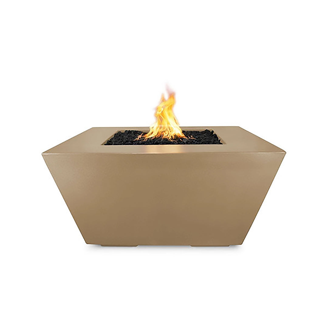 The Outdoor Plus 36" Redan Concrete Gas Fire Pit in brown, offering a natural, earthy aesthetic perfect for blending into outdoor landscapes. The warm brown concrete finish adds a sense of natural beauty to patios and backyards, while the gas functionality ensures ease of use and warmth.